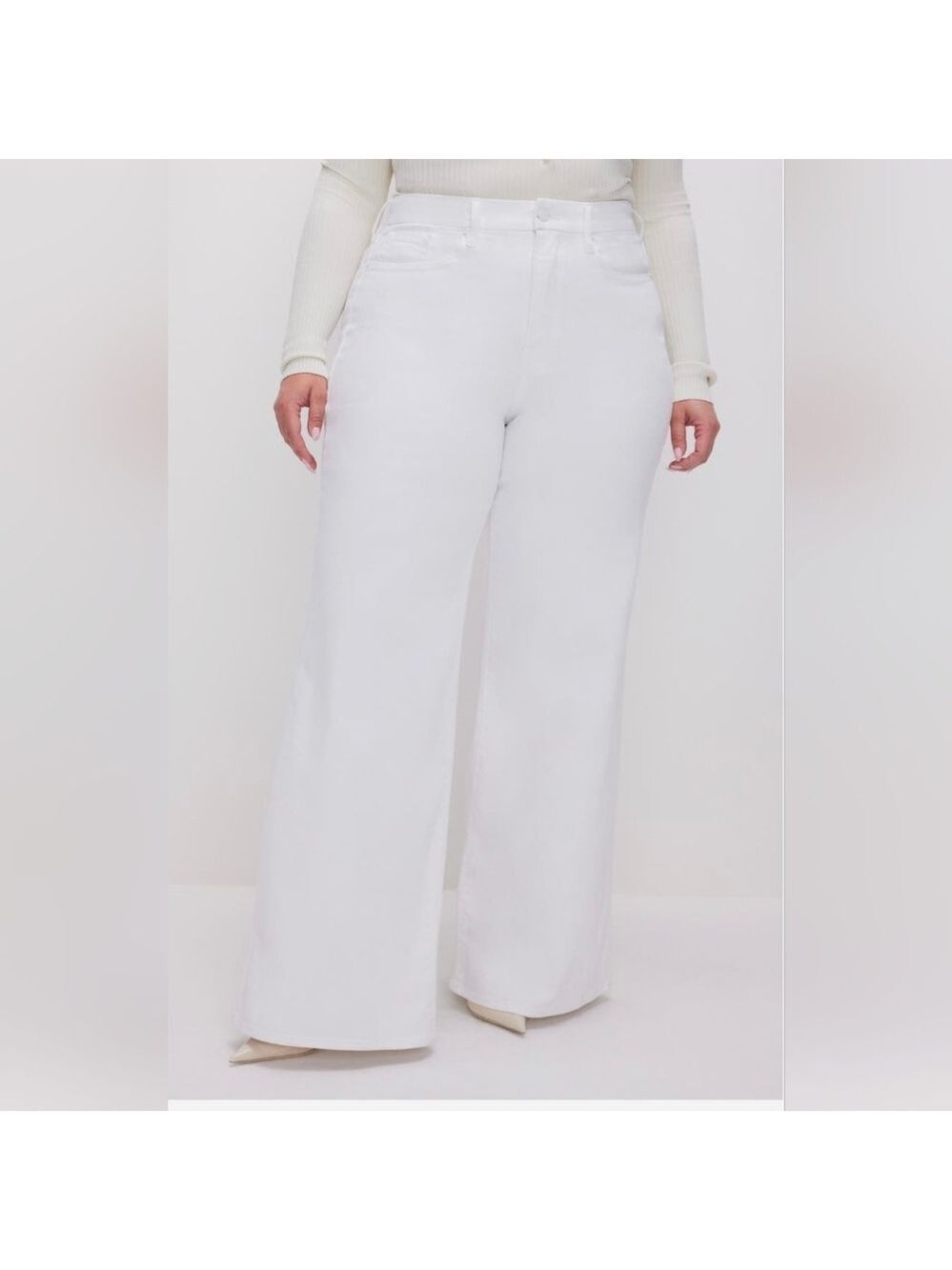 Good American White Good Waist Palazzo Jeans Size 24